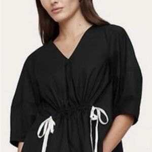 Banana Republic Black V-Neck Blouse with Drawstring